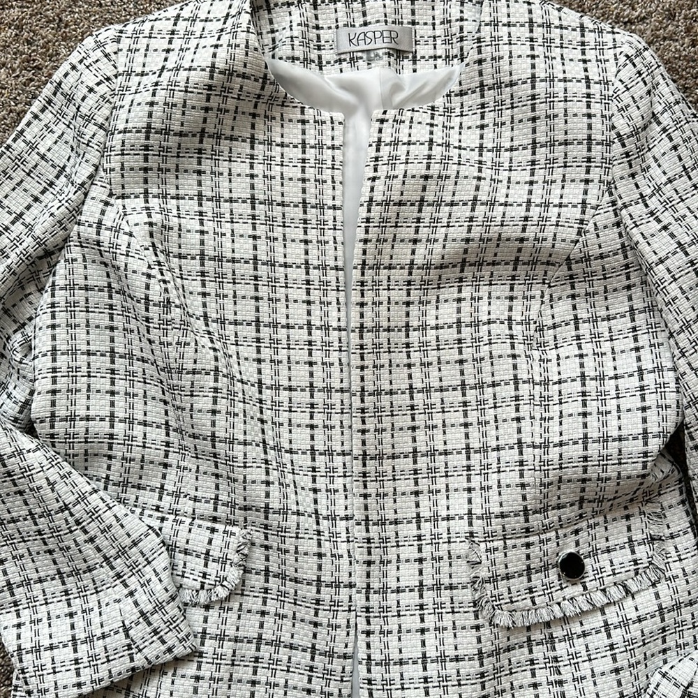 Kasper Black and White Plaid Blazer